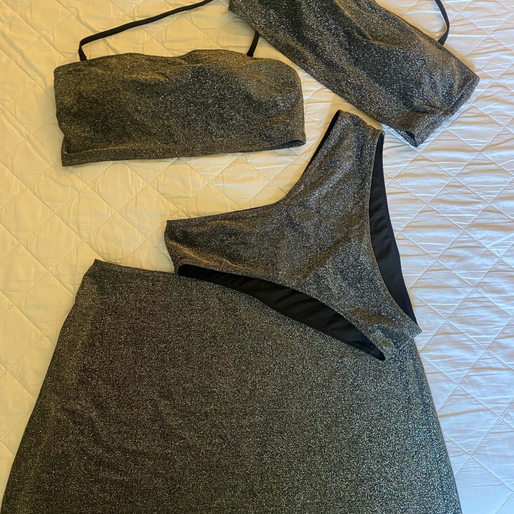 PINK Victoria's Secret Shimmering Black Bikini Set
